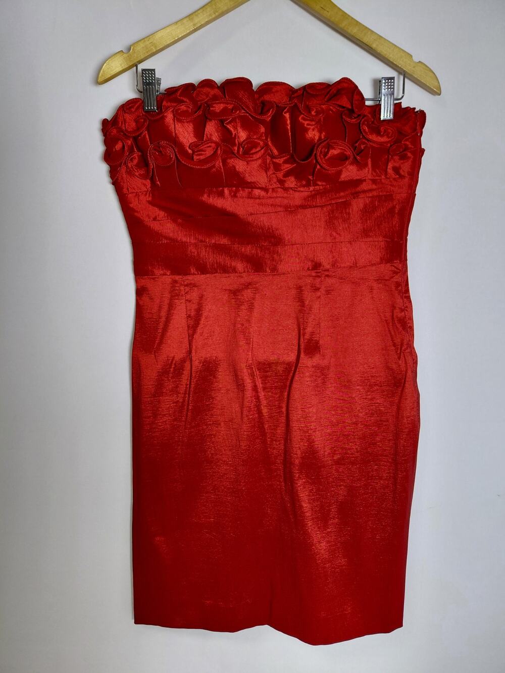 Calvin Klein Red Strapless Dress Solid Sleeveless Knee Length Women Size 6